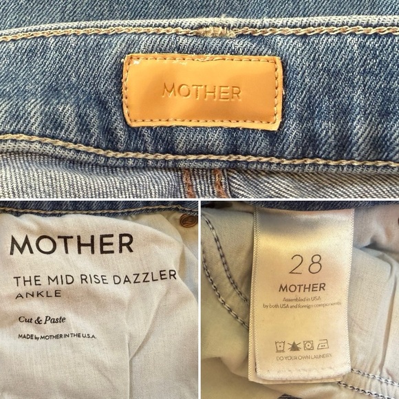 MOTHER Jeans The Mid Rise Dazzler Ankle Casual Boho Cut And Paste Blue 28 - Picture 11 of 13